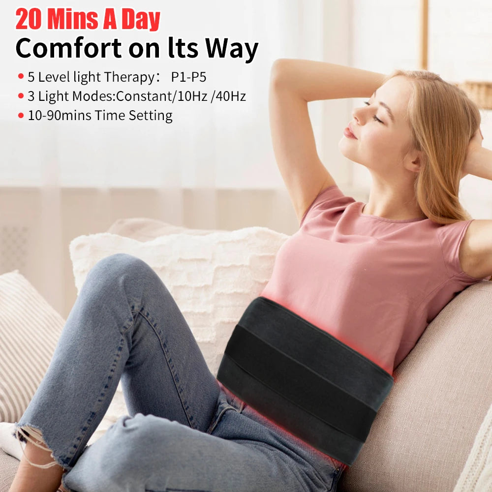Red Light Relax Device Infrared Light Relax Pad for Waist Back Shoulder 31" x 11" Large Wearable Wrap Belt with Flexible Strap