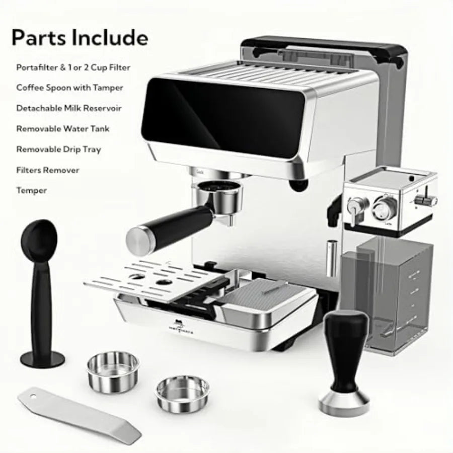 CM1833L Automatic Cappuccino Machine 20 Bar Espresso Maker with Dual Boiler Self-Cleaning Milk Frother Touch Screen Coffee Mach