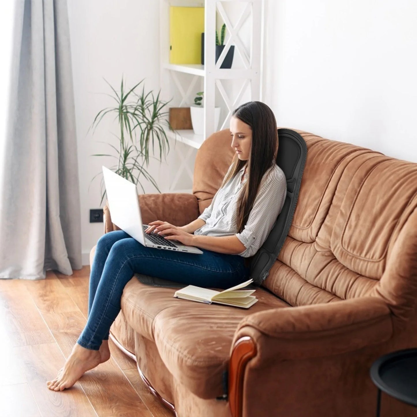 Back Massager Seat Cushion Electric Massage Car Seat Cushion with Heating Function 8 Vibration Modes 3 Intensity Levels