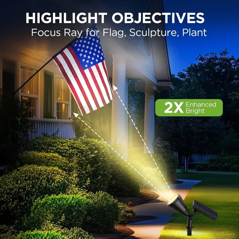 Solar landscape lights, outdoor LED spotlights, 18-bead tree lights, 3-step brightness adjustable, intelligent light control.