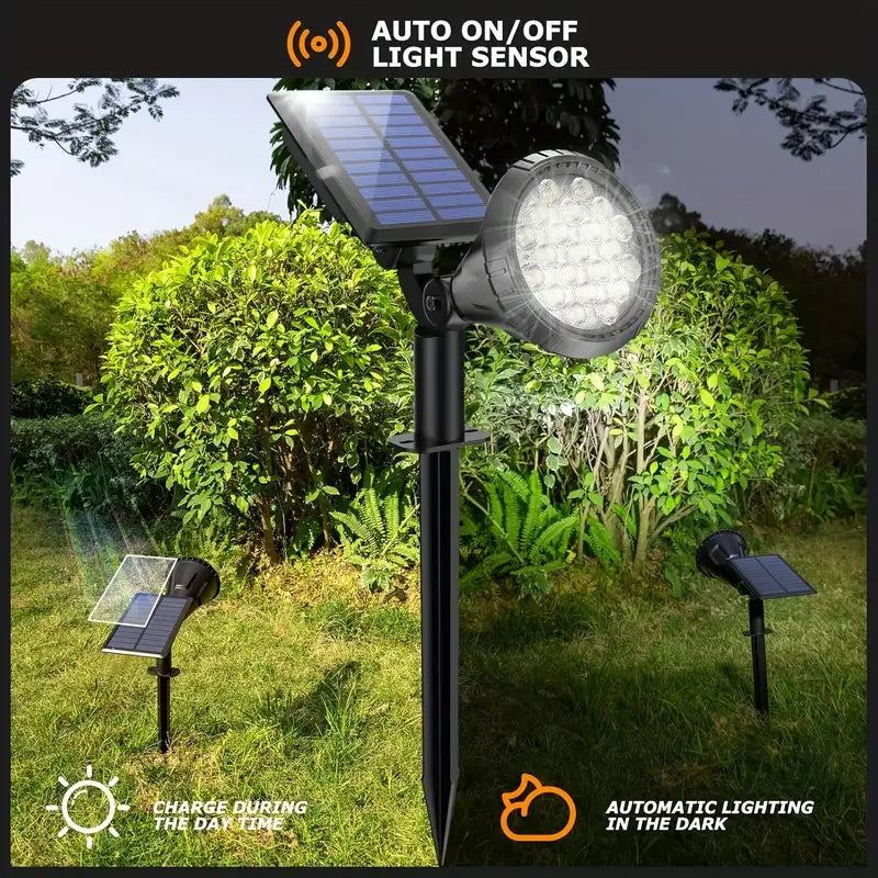 Solar landscape lights, outdoor LED spotlights, 18-bead tree lights, 3-step brightness adjustable, intelligent light control.