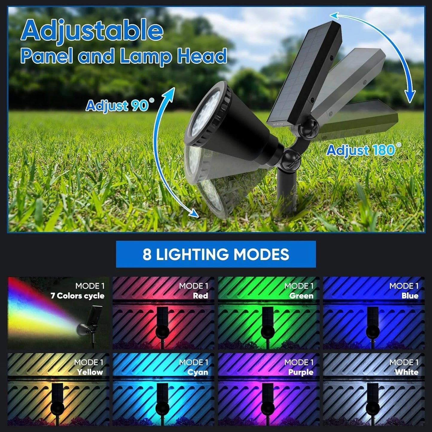Solar landscape lights, outdoor LED spotlights, 18-bead tree lights, 3-step brightness adjustable, intelligent light control.