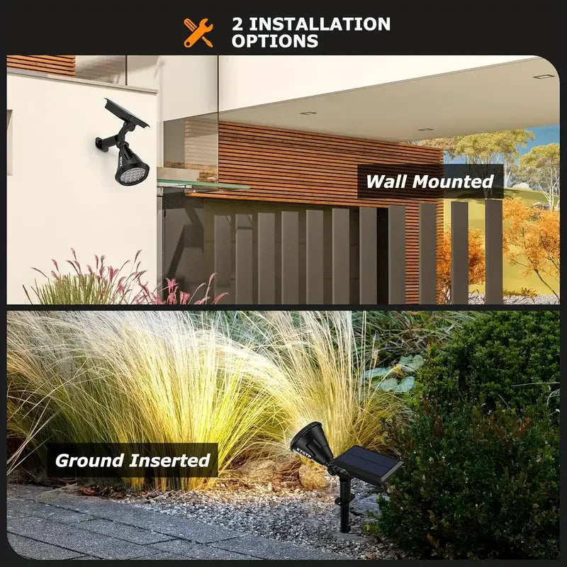 Solar landscape lights, outdoor LED spotlights, 18-bead tree lights, 3-step brightness adjustable, intelligent light control.
