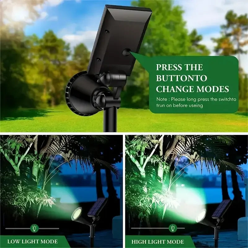 Solar landscape lights, outdoor LED spotlights, 18-bead tree lights, 3-step brightness adjustable, intelligent light control.