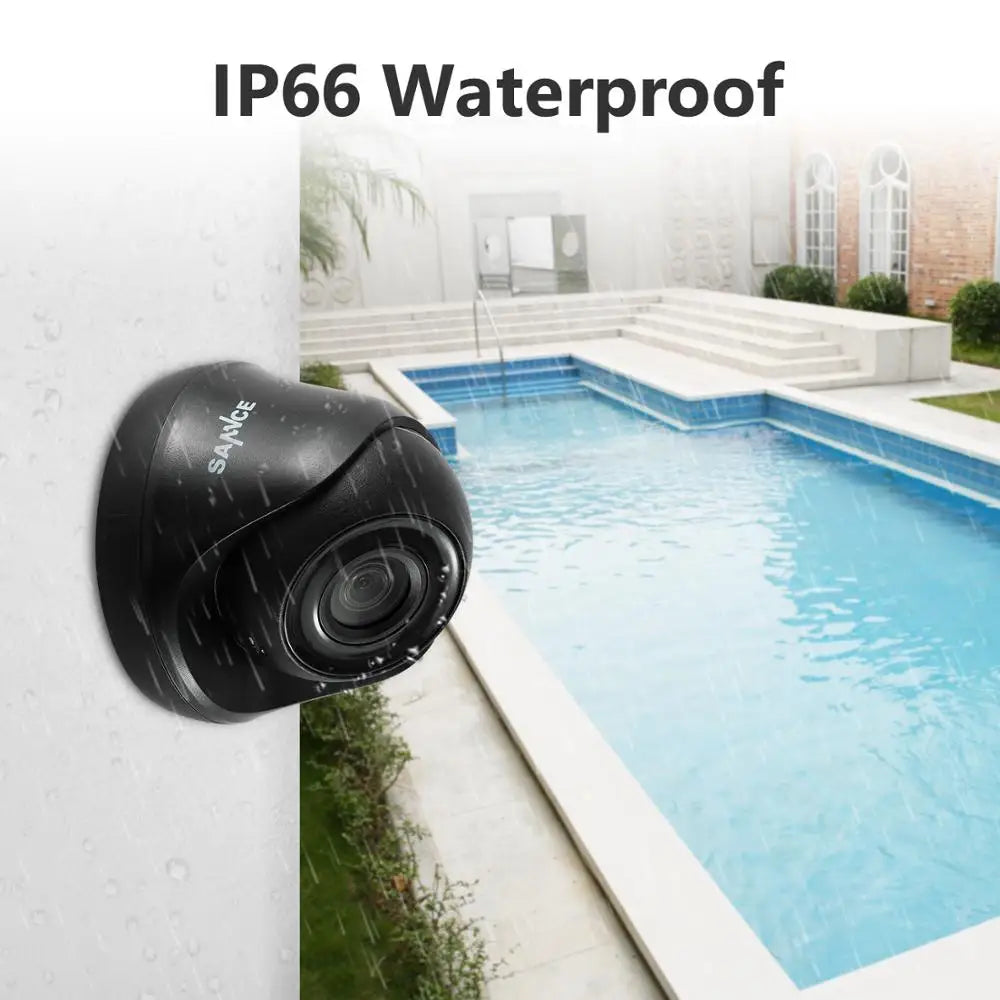 SANNCE 2pcs AHD 1080P HD 2.0MP CCTV Security Cameras H.264 Waterproof Indoor/ Outdoor Dome Surveillance Cameras set Black Color