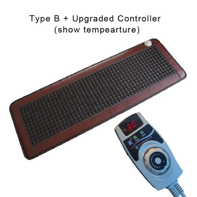 Electric Infrared Heat Therapy Pad Heated Jade Germanium Stone Massage Mattress Natural Jade Bed Adjustable Timer & Temp