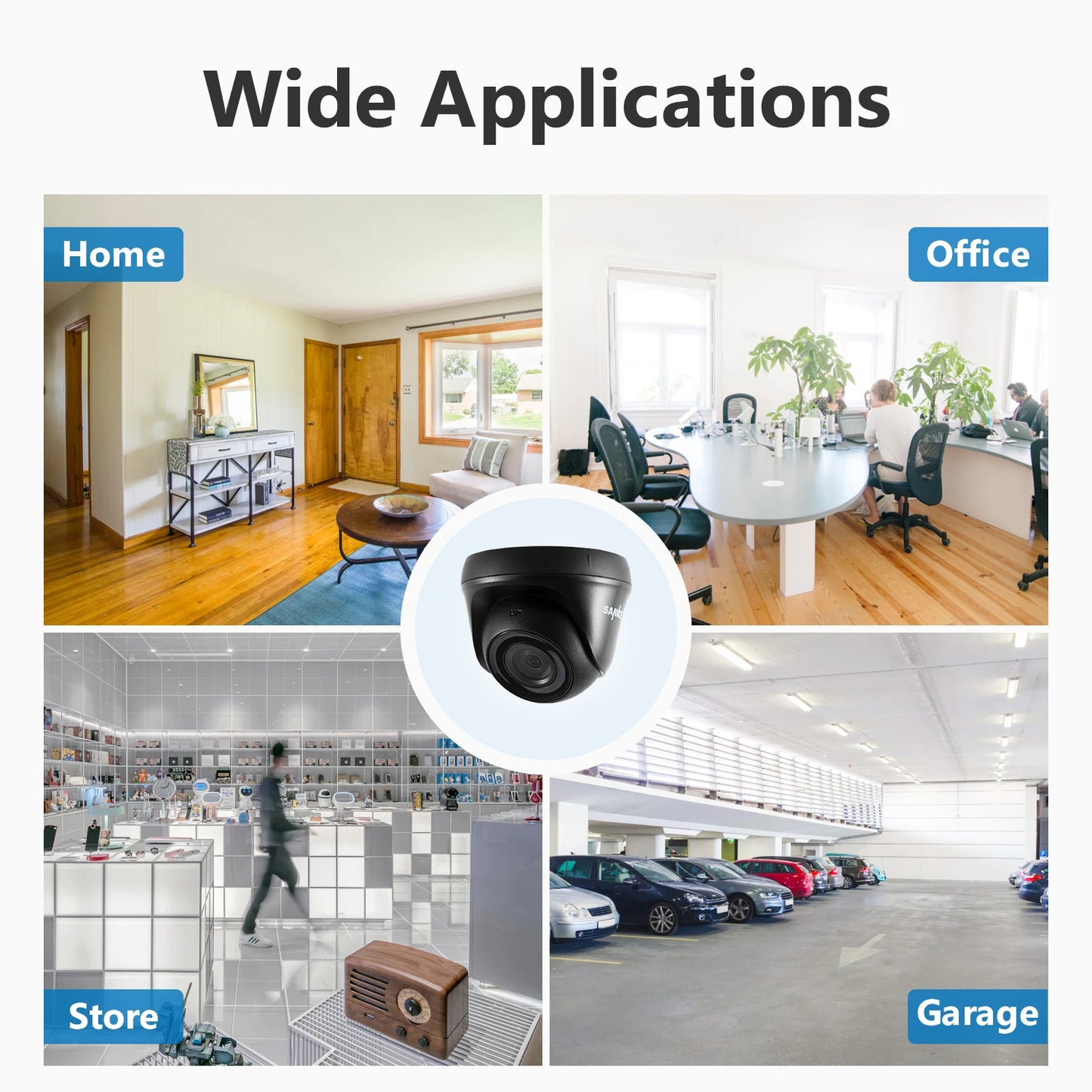 SANNCE 2pcs AHD 1080P HD 2.0MP CCTV Security Cameras H.264 Waterproof Indoor/ Outdoor Dome Surveillance Cameras set Black Color