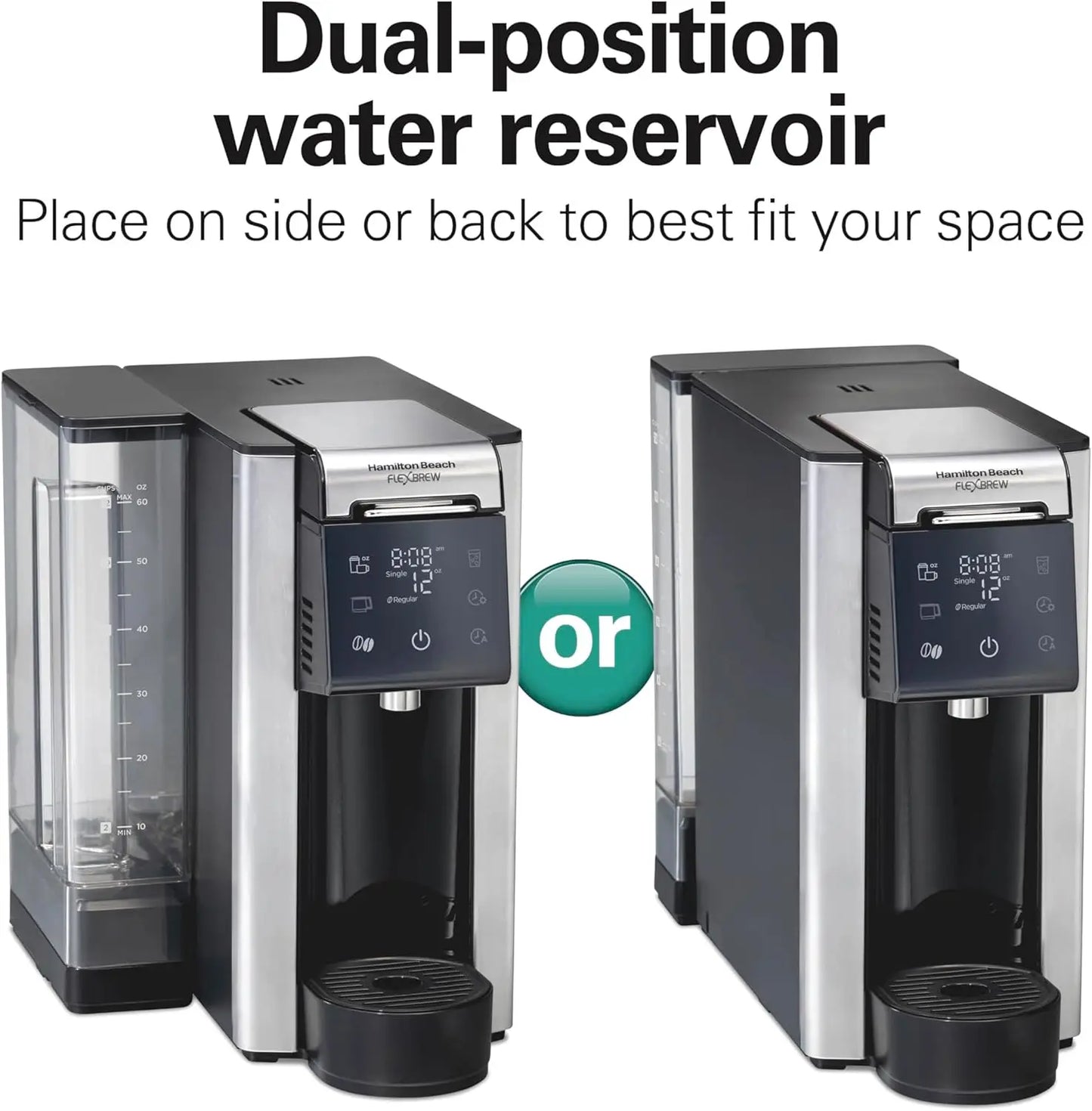 FlexBrew Advanced 5-in-1 Programmable 12 Cup Drip and Single Serve Hot & Iced Coffee Maker with Movable 60 oz. Water Reservoir,