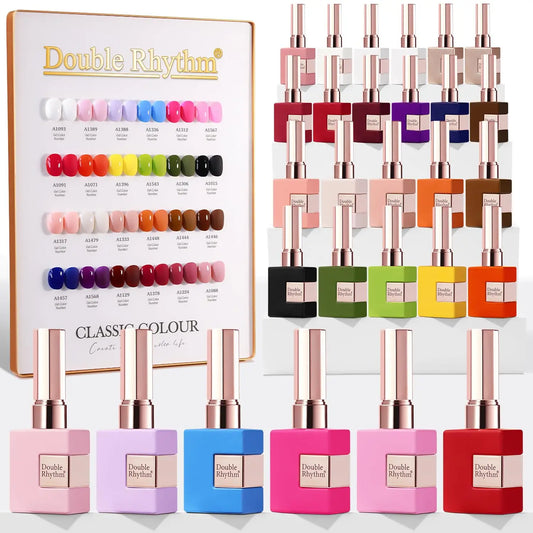 28Pcs Gel Nail Polish Set with UV/LED Cure, Red Pink Colors for DIY Manicure at Home