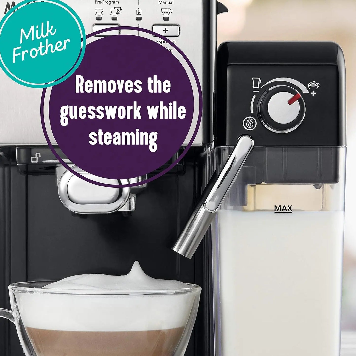 Programmable Espresso & Cappuccino Machine with Automatic Milk Frother, 19-Bar Pump, Stainless Steel