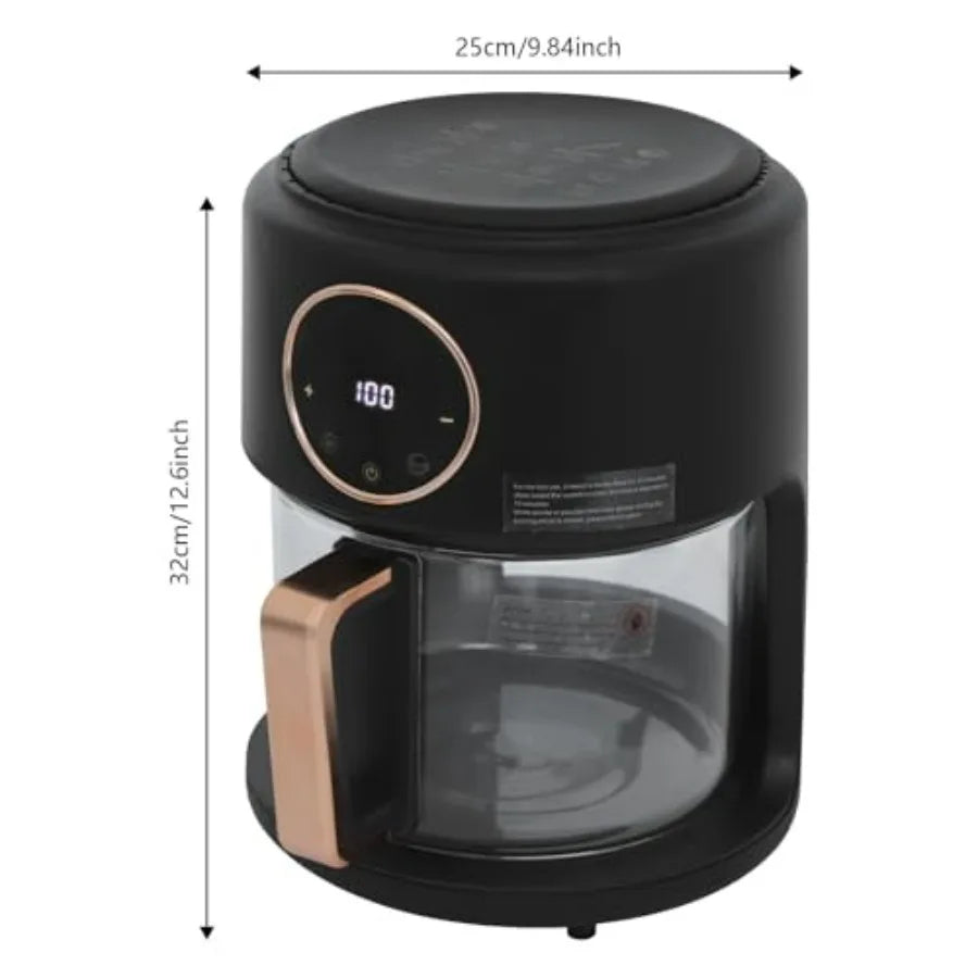 1200W Glass Air Fryer with Transparent Glass Fry Bowl 8 Preset Modes Touchscreen Digital Display Good Heat Dissipation 31.5 Inc