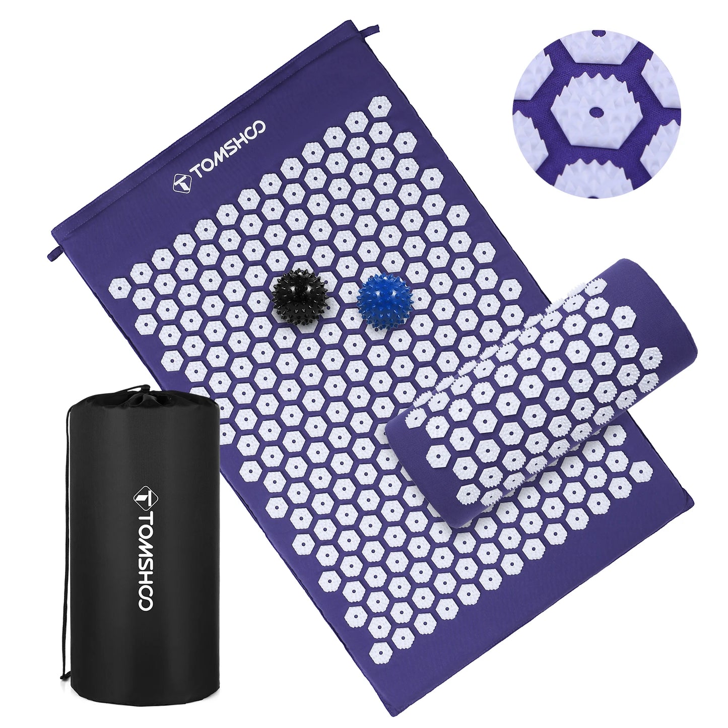 TOMSHOO Acupressure Mat and Pillow Massage Set with Bag for Muscle Relaxation Stress Relief acupressure mat and pillow