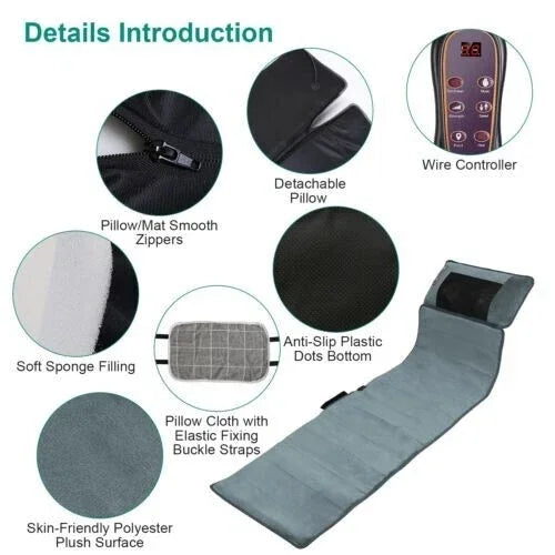 Electric Massage Mat Multifunctional Full Body Massager With Heating Kneading Vibrating Neck Back Relaxation Home Massage Pad