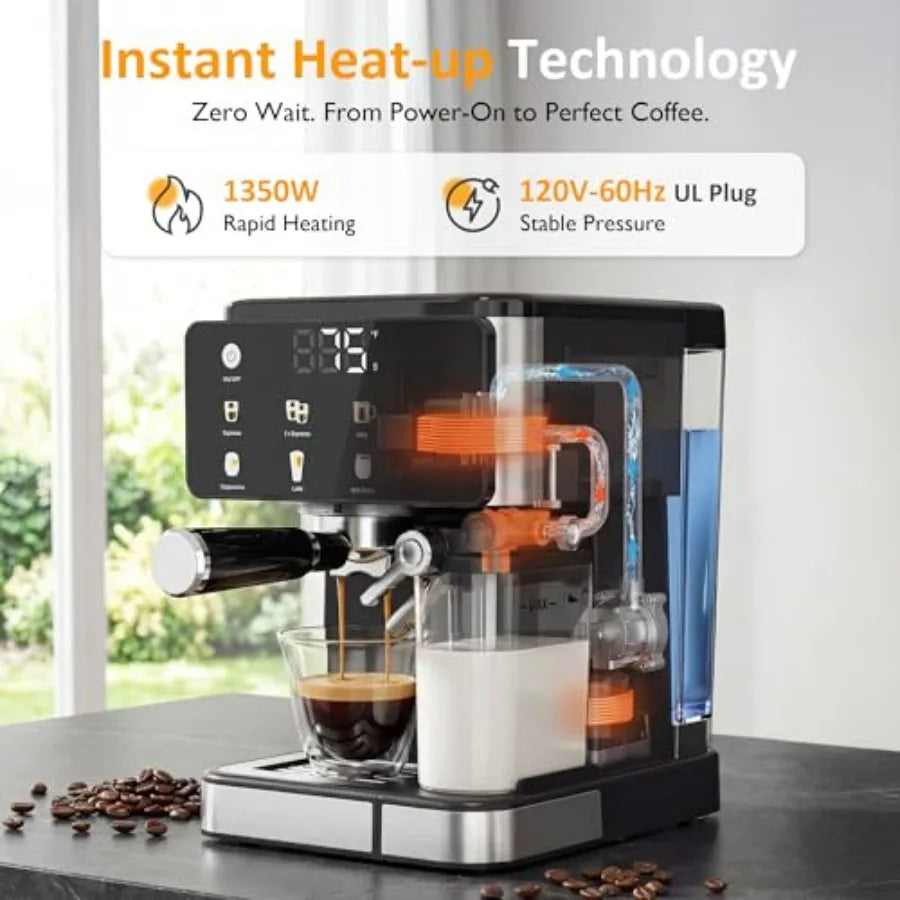 All-in-one Espresso Machine for Iced Coffee with Cold Brew Automatic Milk Frother LED Touchscreen 51OZ Water Tank Pressure Coff