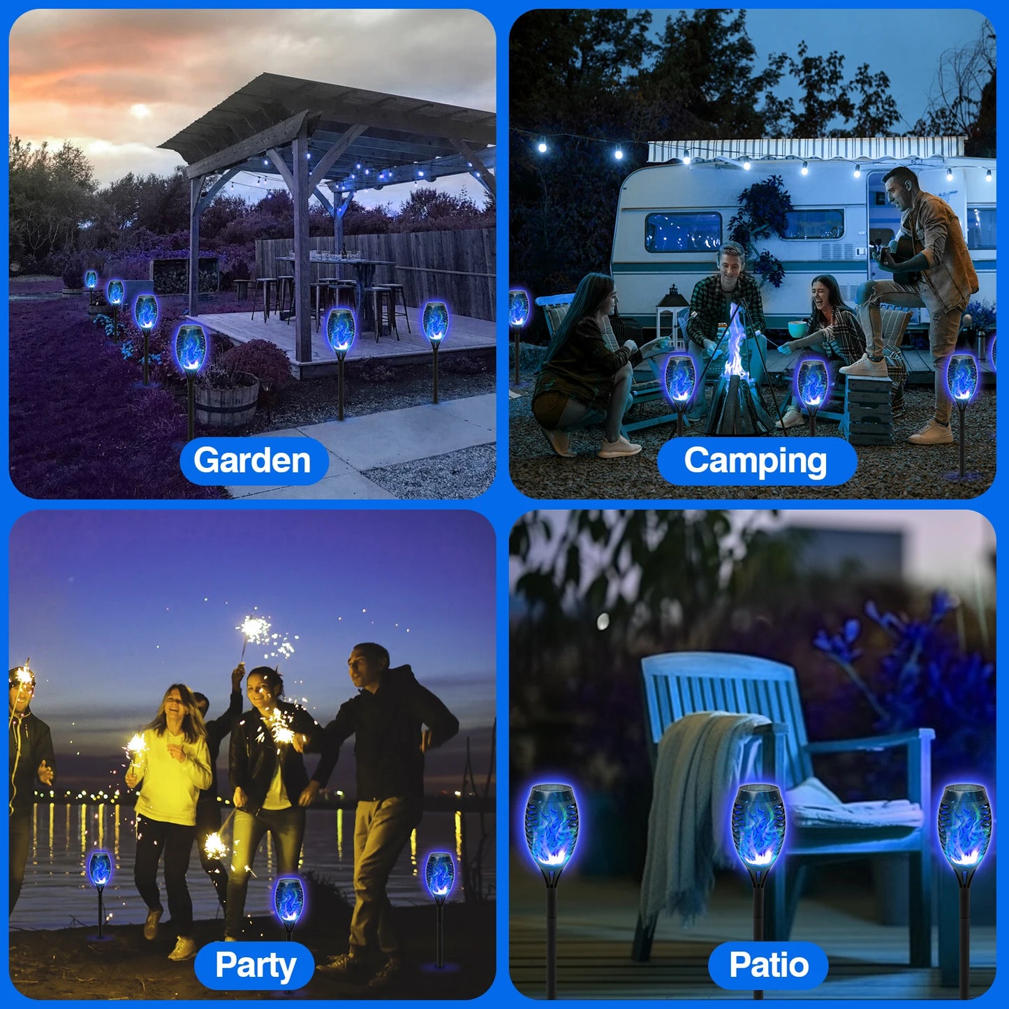 4/6/8/12Pcs Solar Flame Torch Light LED Flickering Outdoor Decoration Powered For Lawn Path Yard Patio Floor Night Lamp
