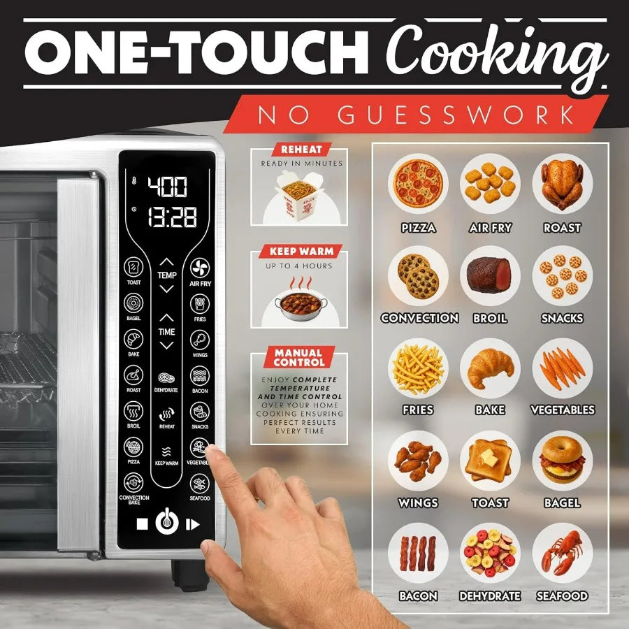 French Door Air Fryer 25 Qt Large Ccity Convection Oven with 360 Circulation Digital Display 17 Cooking Presets Bake Toast Roas