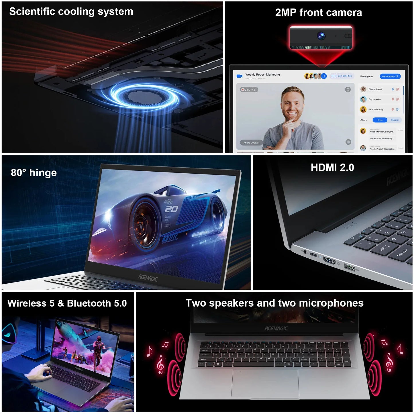 ACEMAGIC 18.5"Laptop Computer Windows 11 PRO 8000 mAh Battery Intel N150 Quad-Core Processor 16GB DDR4 RAM 512GB SSD Wifi5