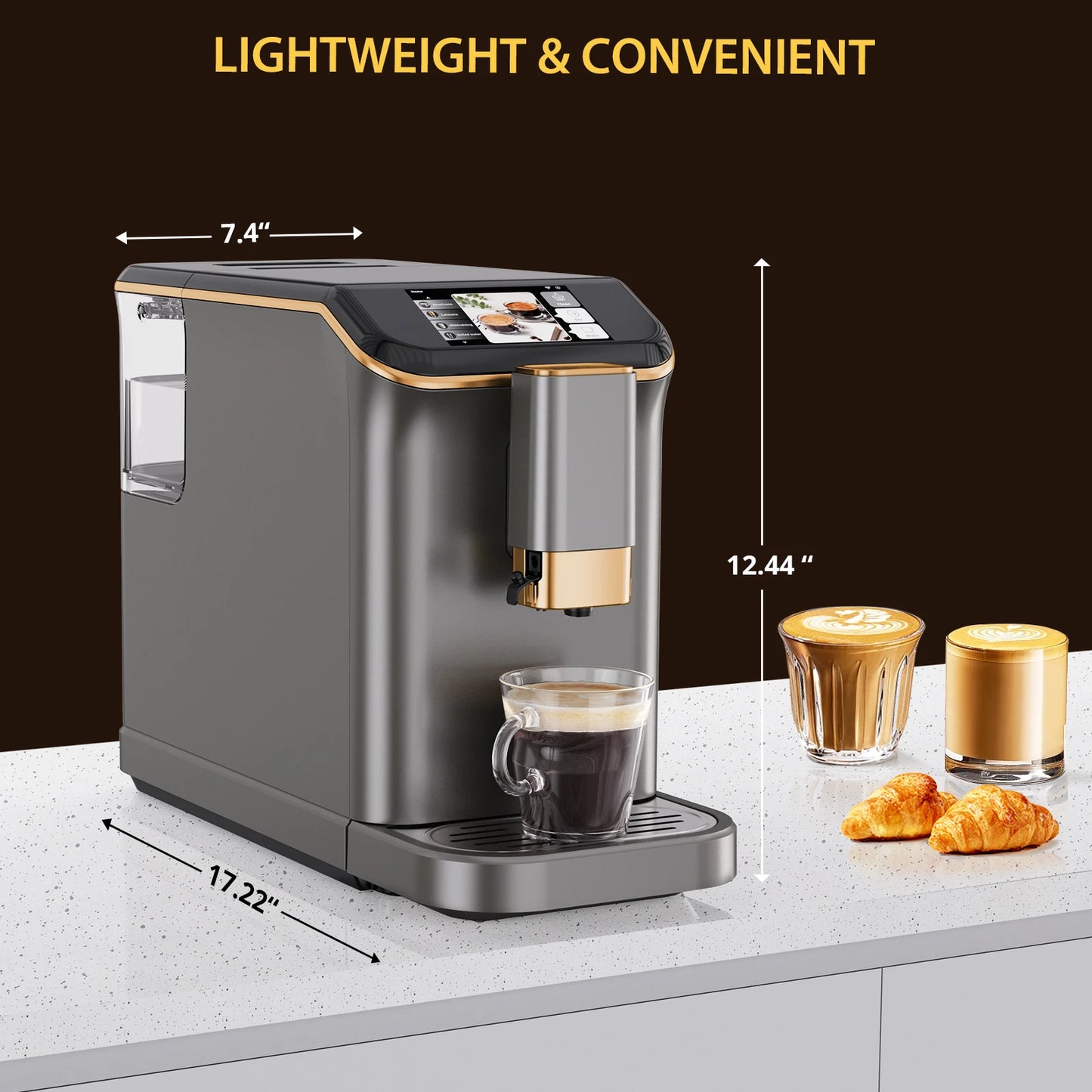Fully Automatic Espresso Machine, 20 Bar Coffee Machine with Grinder & Automatic Milk Frother, 6 Coffee Varieties Coffee Maker