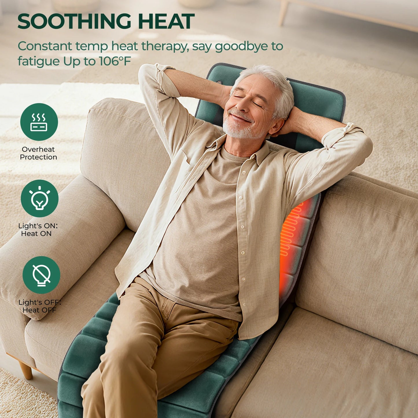 Full Body Massage Mat with Heat, Detachable Massager Pad Deep Tissue Pain Relief,10 Vibrating Motors and 9 Speed Settings Relax