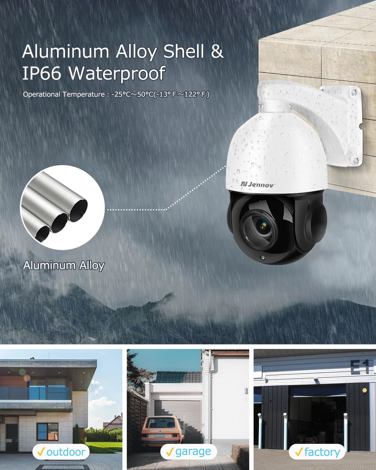 Jennov 360° 8MP PTZ POE IP Outdoor Security Camera 4K 30X Optical Zoom IR Night CCTV