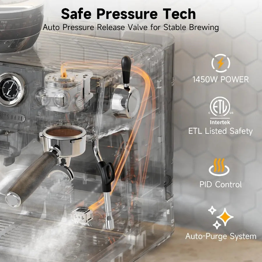 Espresso Machine with Grinder 20 Bar Espresso Machine with Milk Frother Expresso Coffee Machines for Home Professional Espresso
