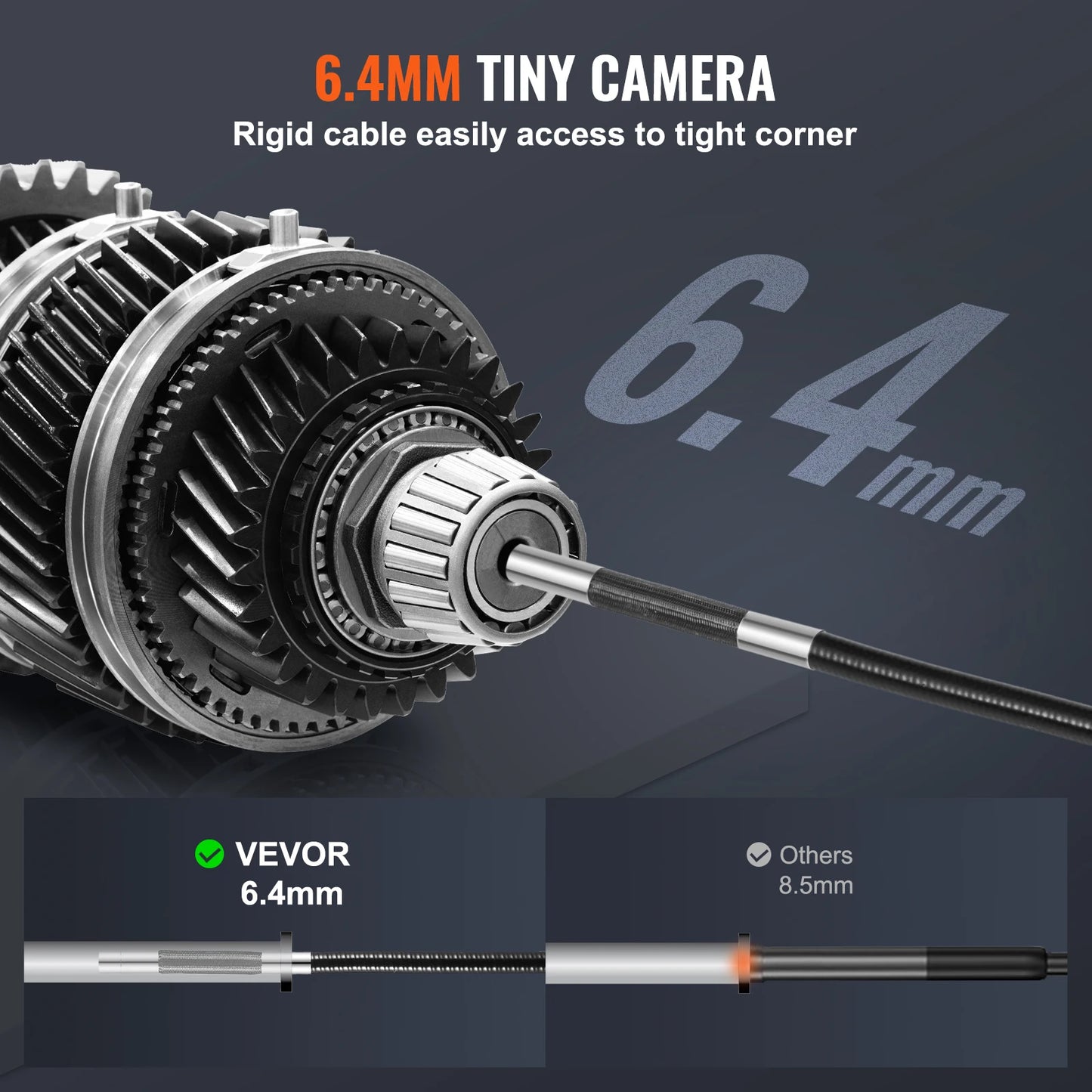 SucceBuy Articulating Borescope Camera with Light Two-way Articulated Endoscope Inspection with 6.4mm Tiny Lens 5" 1080P Screen
