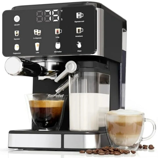 All-in-one Espresso Machine for Iced Coffee with Cold Brew Automatic Milk Frother LED Touchscreen 51OZ Water Tank Pressure Coff