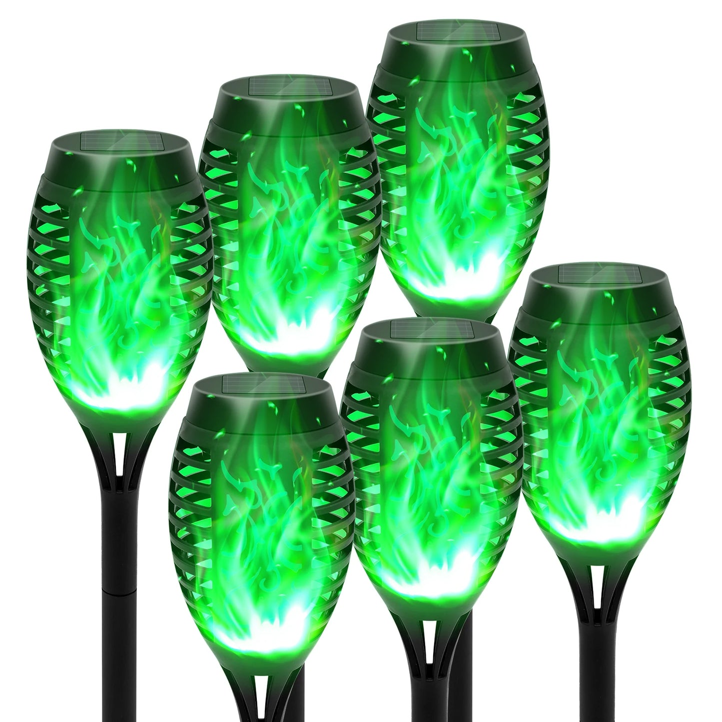 4/6/8/12Pcs Solar Flame Torch Light LED Flickering Outdoor Decoration Powered For Lawn Path Yard Patio Floor Night Lamp