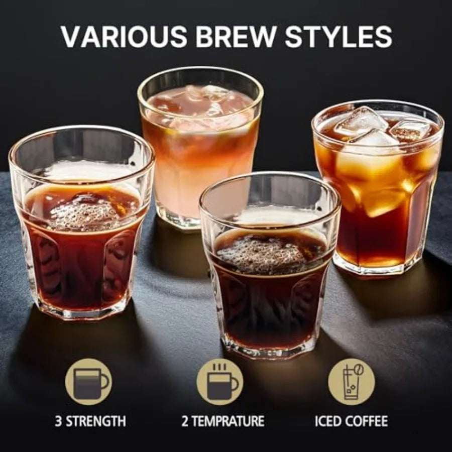 Programmable Coffee Maker with Grinder for Hot and Cold Brew 22 oz Glass Carafe Fully Automatic with Timer and Removable Filter