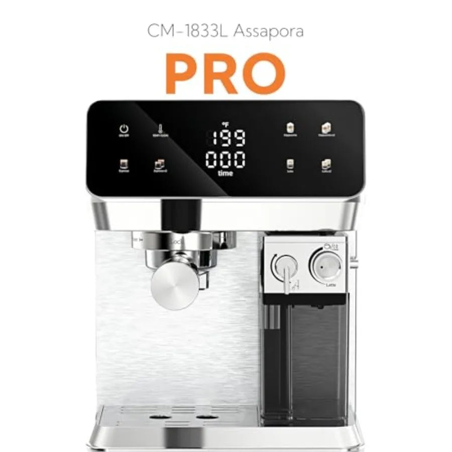 CM1833L Automatic Cappuccino Machine 20 Bar Espresso Maker with Dual Boiler Self-Cleaning Milk Frother Touch Screen Coffee Mach