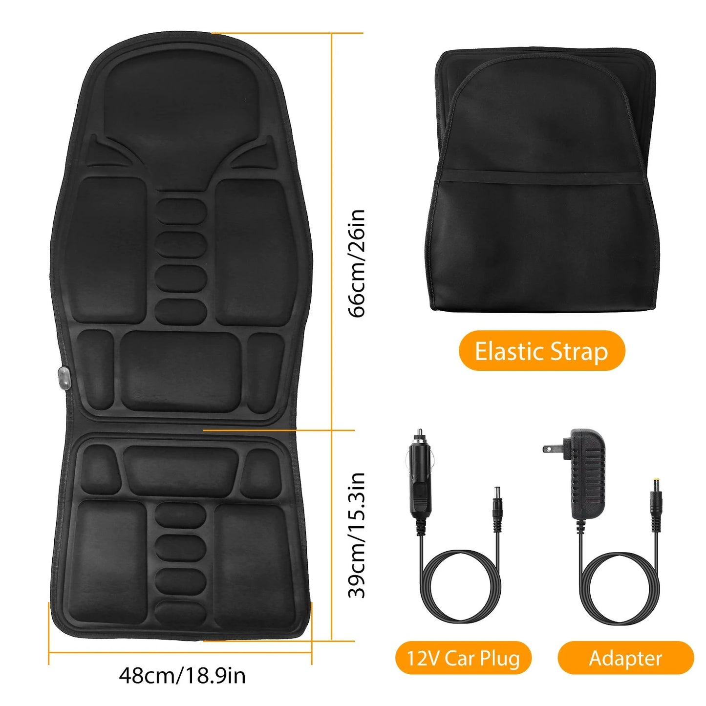 Back Massager Seat Cushion Electric Massage Car Seat Cushion with Heating Function 8 Vibration Modes 3 Intensity Levels