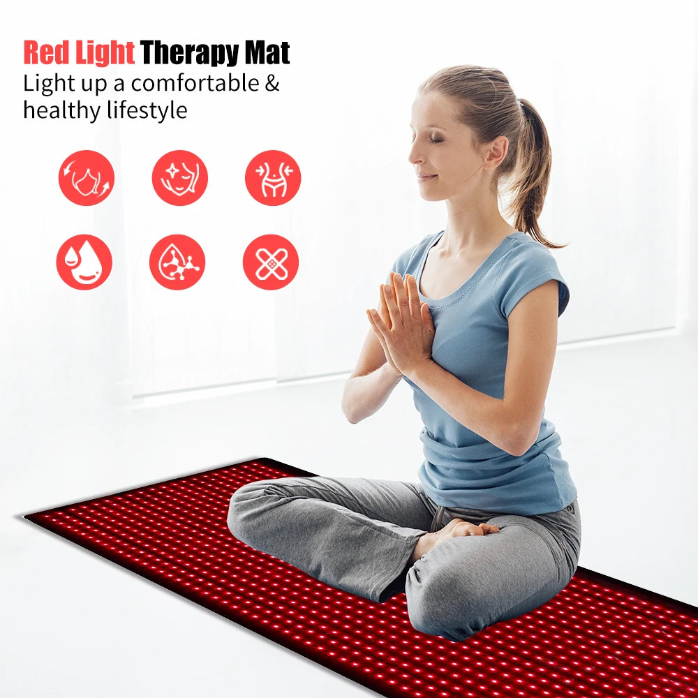 Full Body Red Light Mat 71x31inch Large Infrared LEDs Blanket 1280 660nm 850nm for Pain Relief Wellness Muscle Relax Recovery