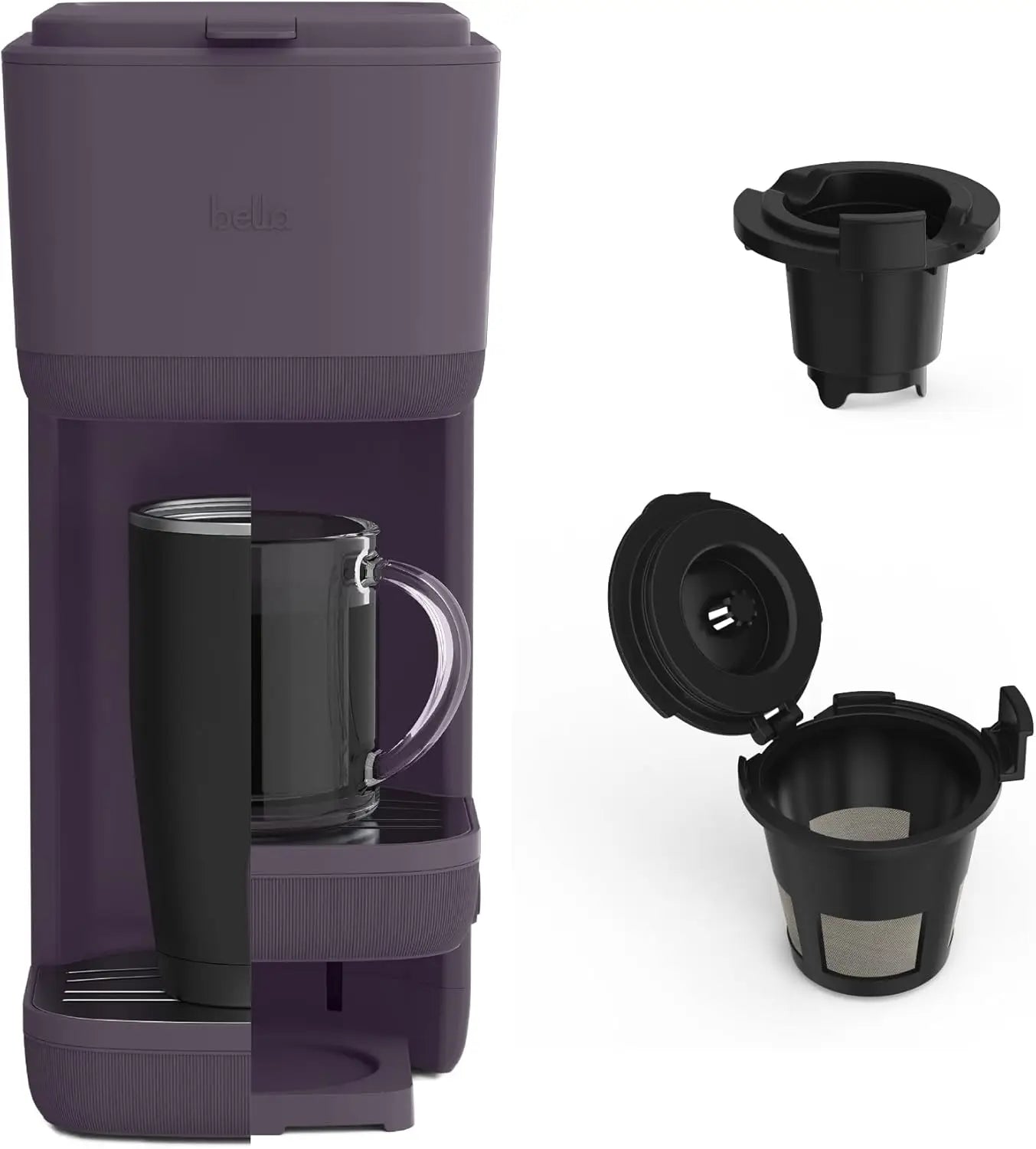 Single Serve Coffee Maker, K Cup & Coffee Ground Compatible with Removable, Adjustable Drip Tray, Auto Shutoff & Reusable Dishwa