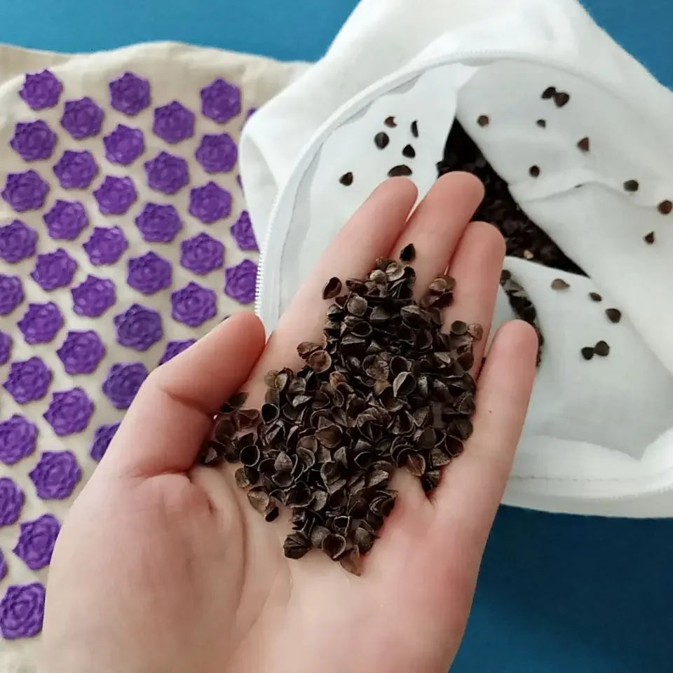 74x44cm Linen Coconut Palm Massage Yoga Mat, Acupressure Cushion, Lotus Spike Pillow with Bag