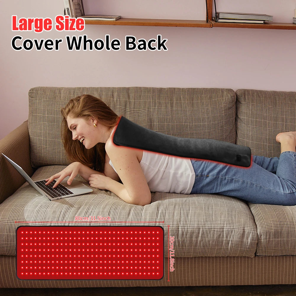 Red Light Relax Device Infrared Light Relax Pad for Waist Back Shoulder 31" x 11" Large Wearable Wrap Belt with Flexible Strap