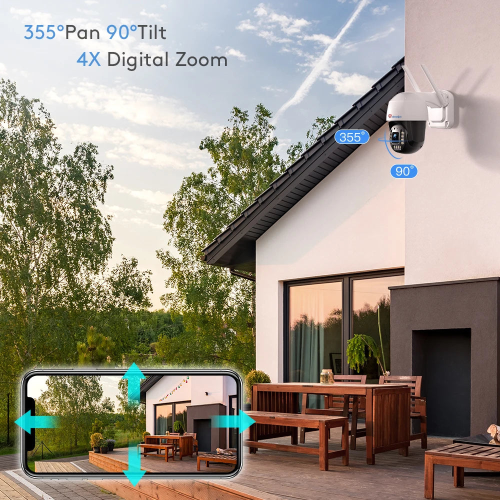 Ctronics Real 4K Outdoor Surveillance Camera 5G Wifi 8MP 3840x2160P Full Color Night Vision Security IP Camera 360 Auto Tracking