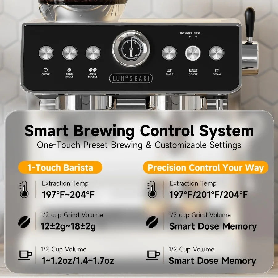 Espresso Machine with Grinder 20 Bar Espresso Machine with Milk Frother Expresso Coffee Machines for Home Professional Espresso