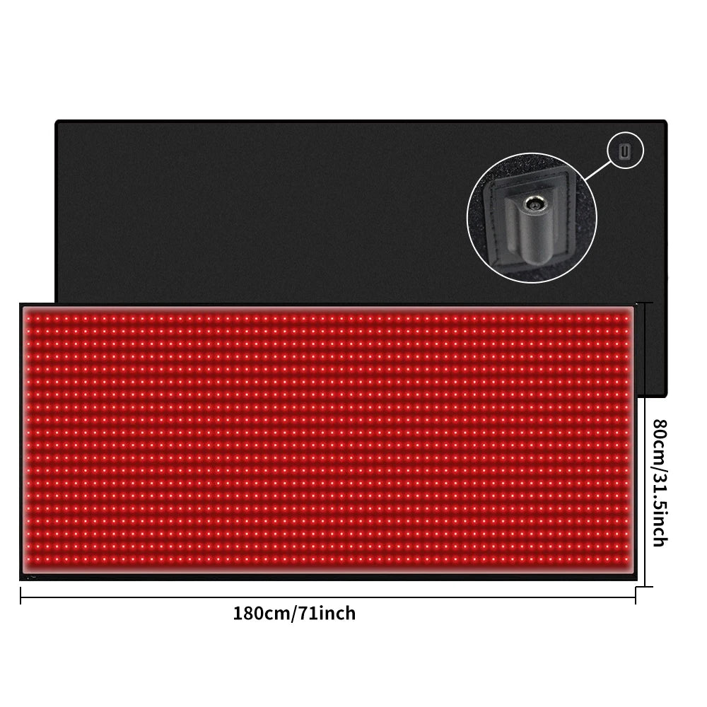 Full Body Red Light Mat 71x31inch Large Infrared LEDs Blanket 1280 660nm 850nm for Pain Relief Wellness Muscle Relax Recovery