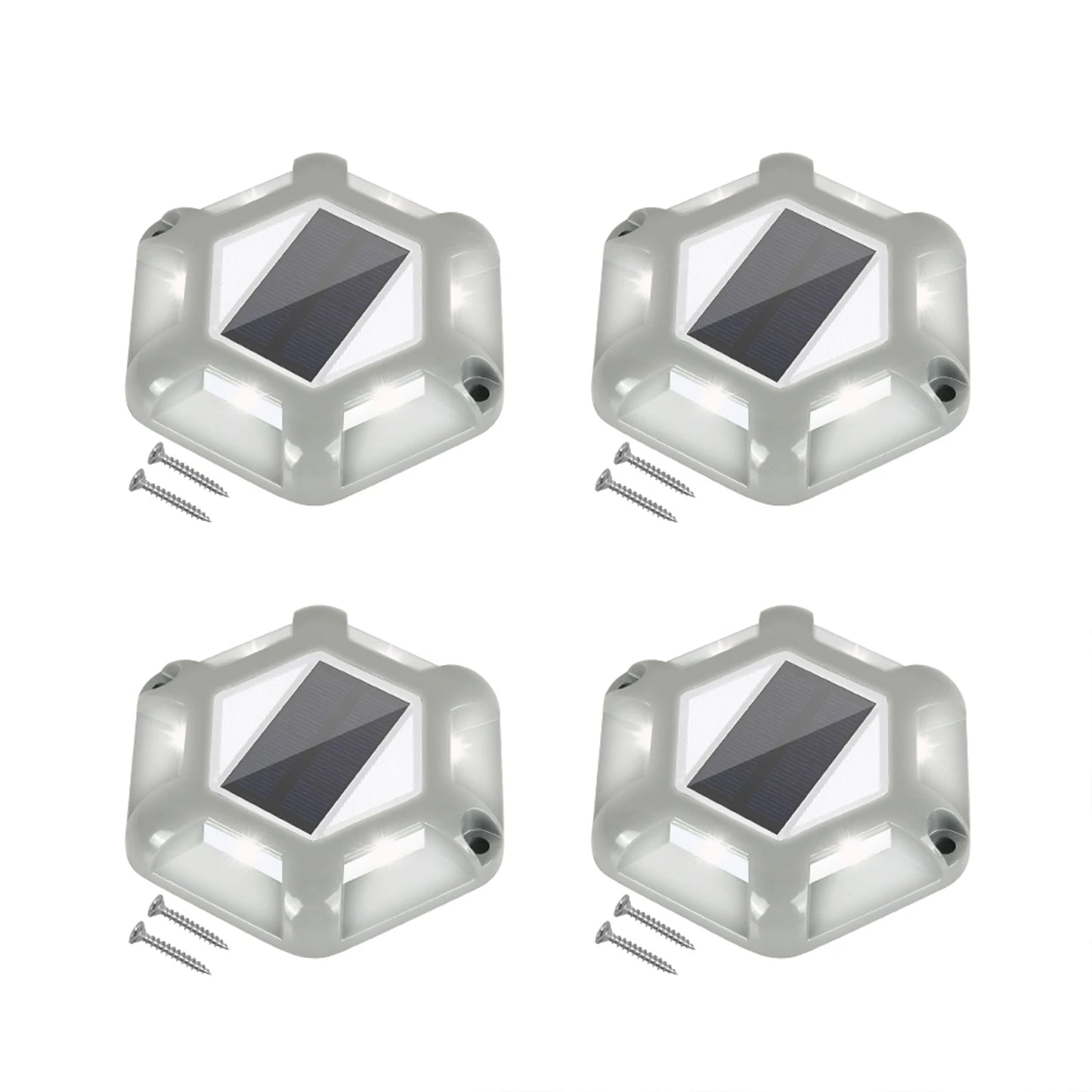 4pcs Blue/Cold White Solar Driveway Lights Outdoor Aluminum Solar Deck Lights IP65 Solar Ground Light Landscape Lights