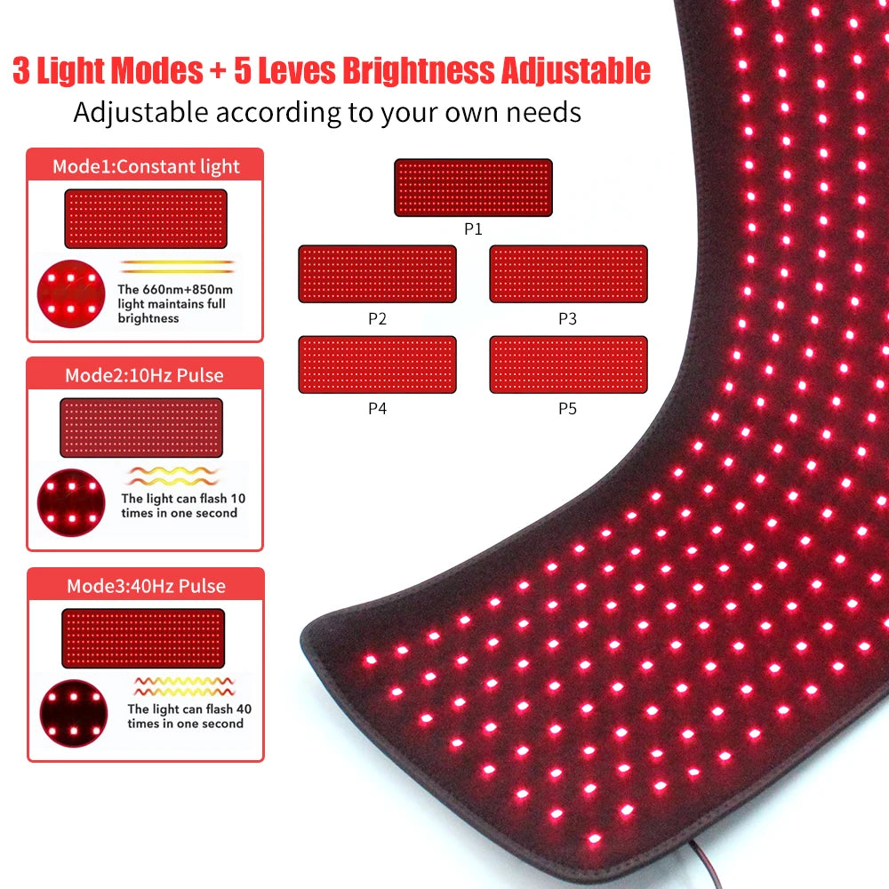 Red Light Relax Device Infrared Light Relax Pad for Waist Back Shoulder 31" x 11" Large Wearable Wrap Belt with Flexible Strap