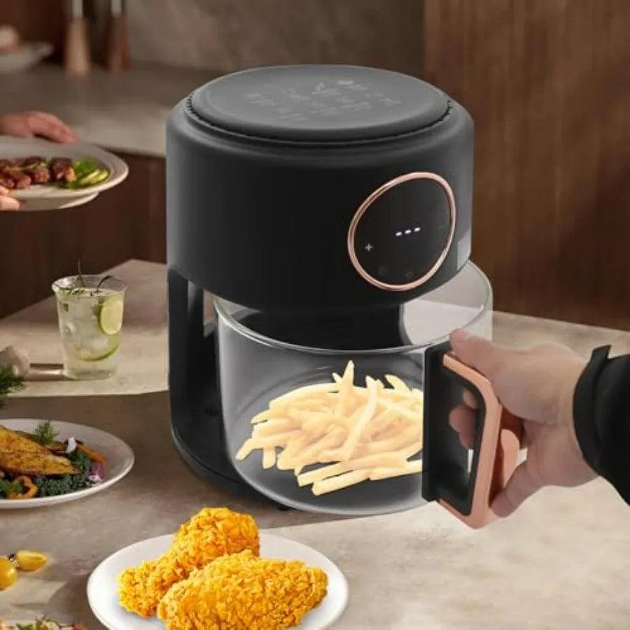 1200W Glass Air Fryer with Transparent Glass Fry Bowl 8 Preset Modes Touchscreen Digital Display Good Heat Dissipation 31.5 Inc