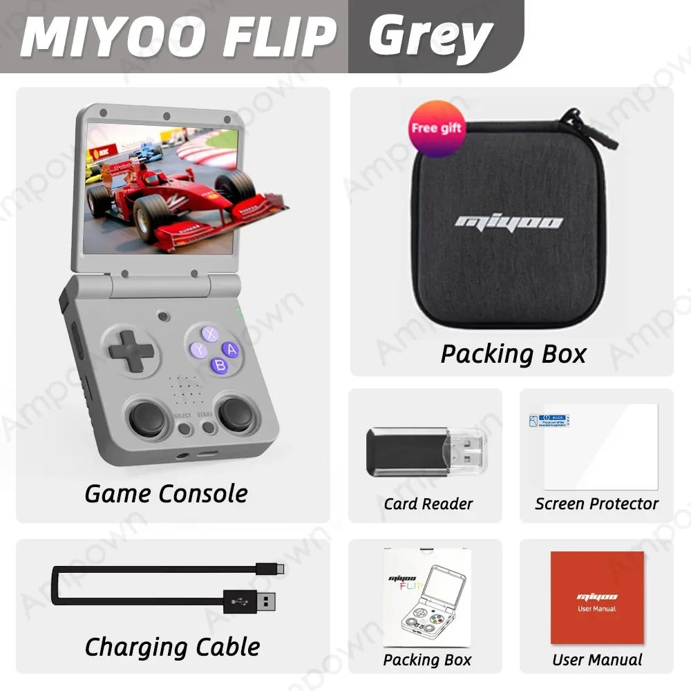 MIYOO Flip V2 Handheld Game Players 3.5''IPS Screen Linux System Onion OS Video Game Consoles Free Storage Bag Gamer Gift Gaming