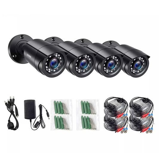 ZOSI 1080P 4 Pack HD TVI Security Cameras Outdoor Indoor Weatherproof Bullet Surveillance Camera for Analog CCTV DVR System