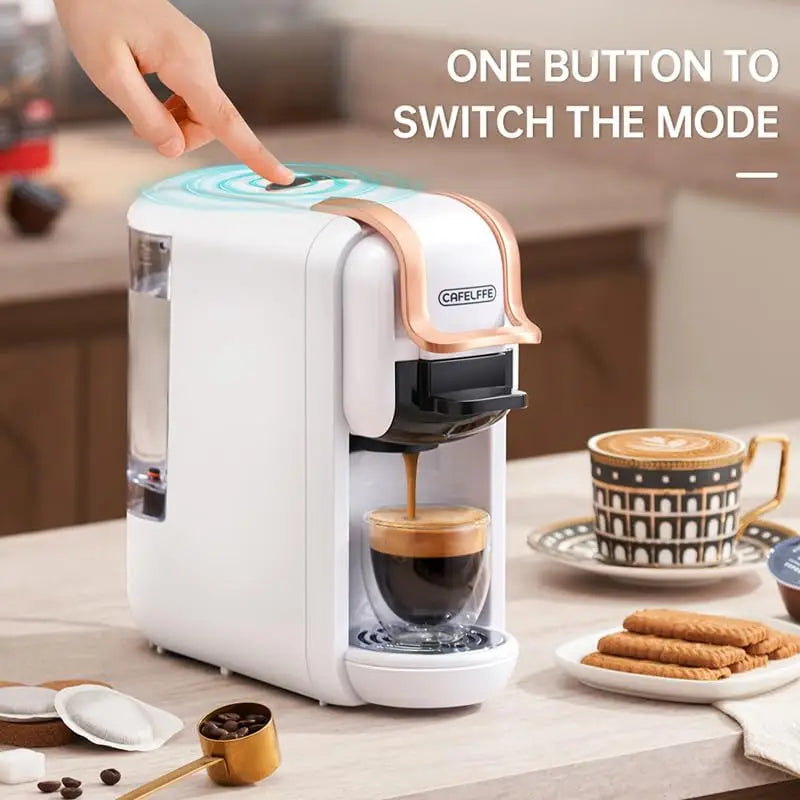 Cafelffe 4In1 Capsule Coffee Machine 19Bar Hot Cold Brew Coffee Maker,4 Adapter For Nes Original/DG/ 44mm ESE Pod/Coffee Powder