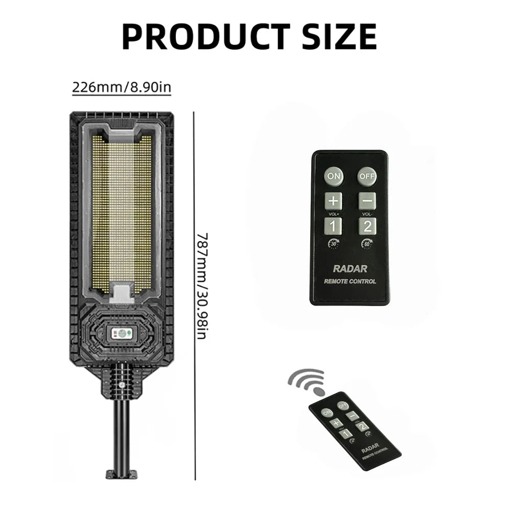 9000mah High Power Solar Light Outdoor 1478 LED Solar Street Light Dusk to Dawn Waterproof For Garage Garden Terrace Wall Lamp