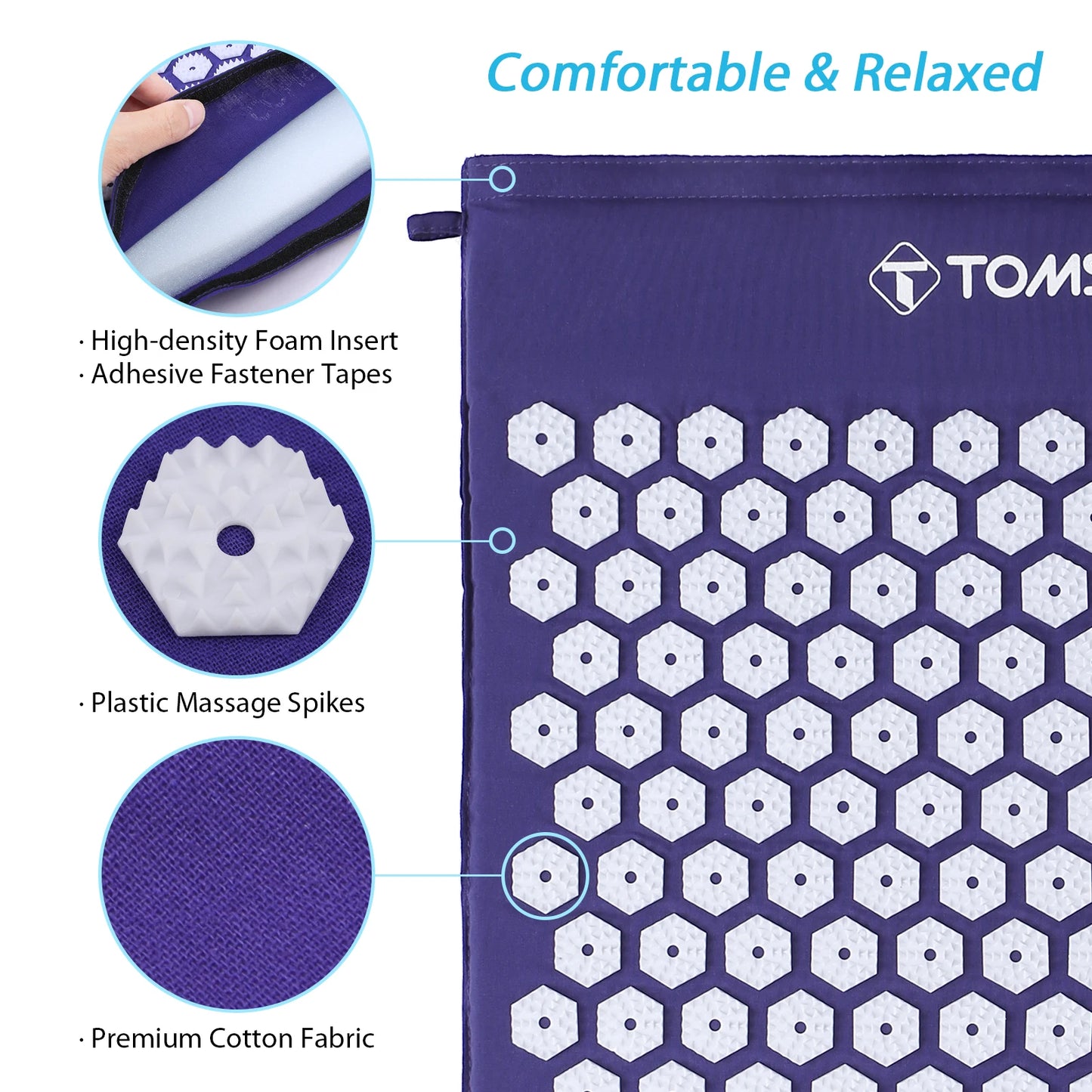 TOMSHOO Acupressure Mat and Pillow Massage Set with Bag for Muscle Relaxation Stress Relief acupressure mat and pillow