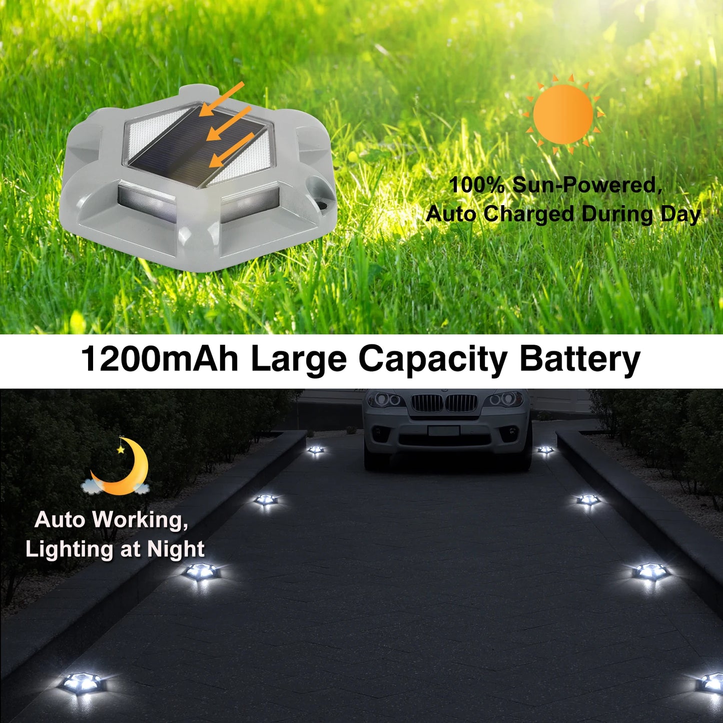 4pcs Blue/Cold White Solar Driveway Lights Outdoor Aluminum Solar Deck Lights IP65 Solar Ground Light Landscape Lights
