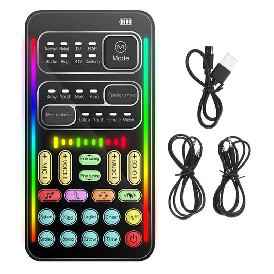 Voice Disguiser Multiple Connection Modes Black Handheld Voice Changer 8 Built in Sound Effects Portable for Live Streaming