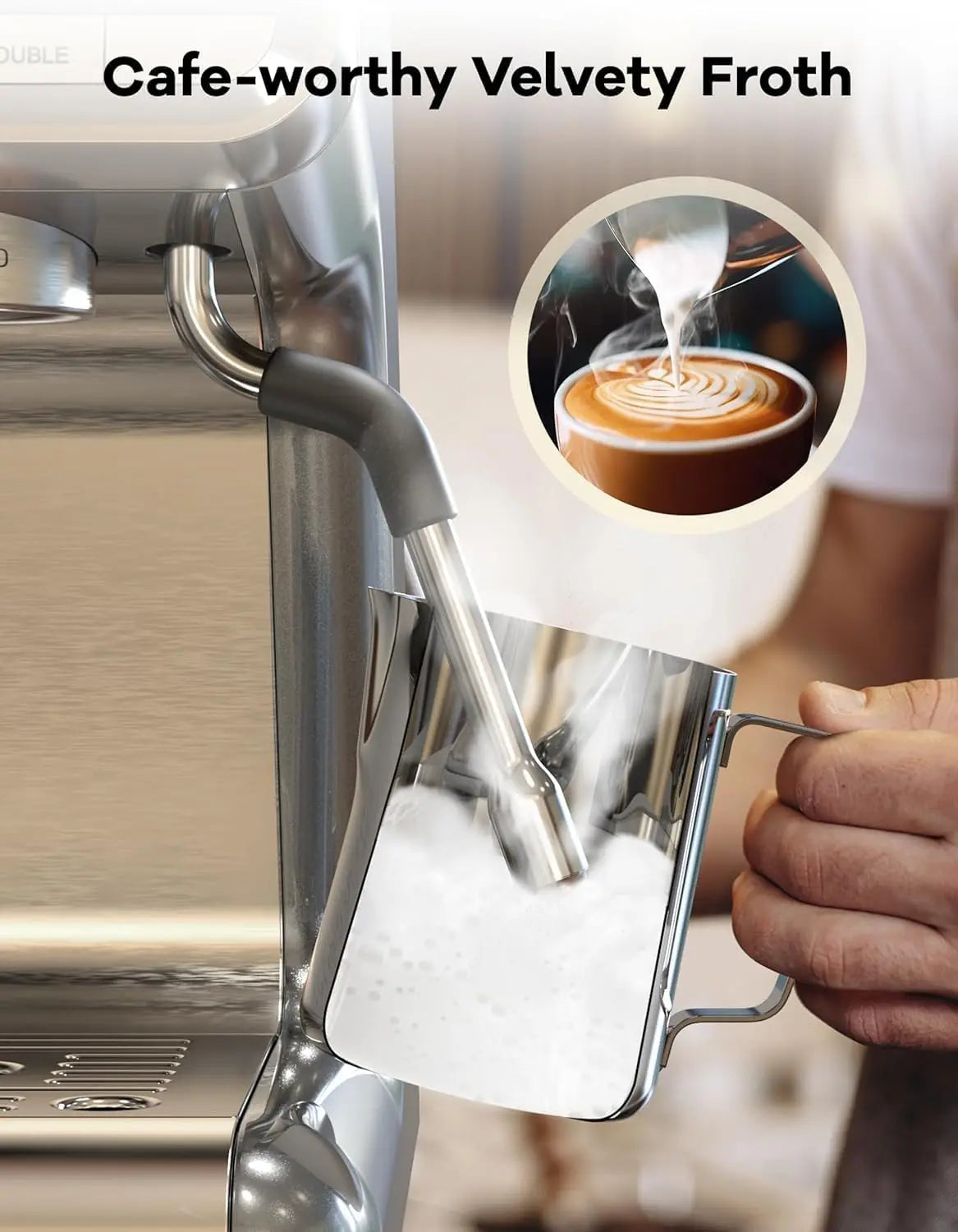 20 Bar Espresso Coffee Machine 1450W Semi Automatic Espresso Maker with Grinder for Latte Cappuccino Gift Coffee Lover