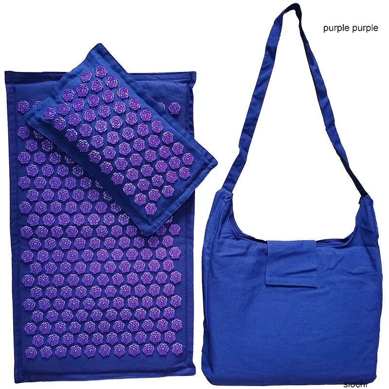 74x44cm Linen Coconut Palm Massage Yoga Mat, Acupressure Cushion, Lotus Spike Pillow with Bag